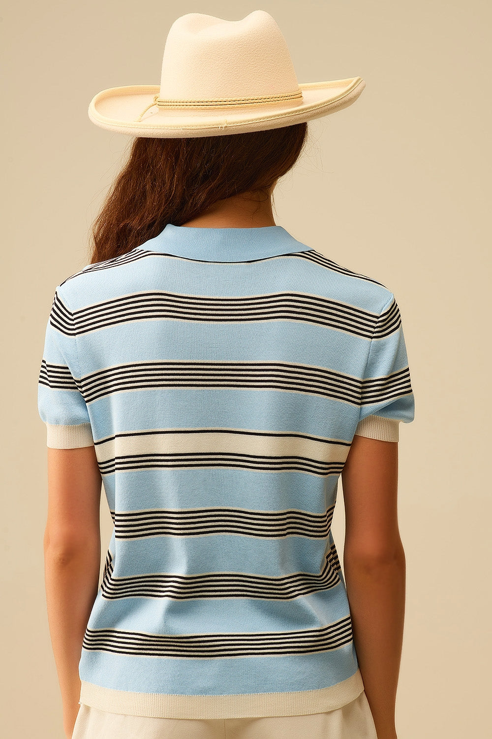 Polo a righe blu baby con bottoni