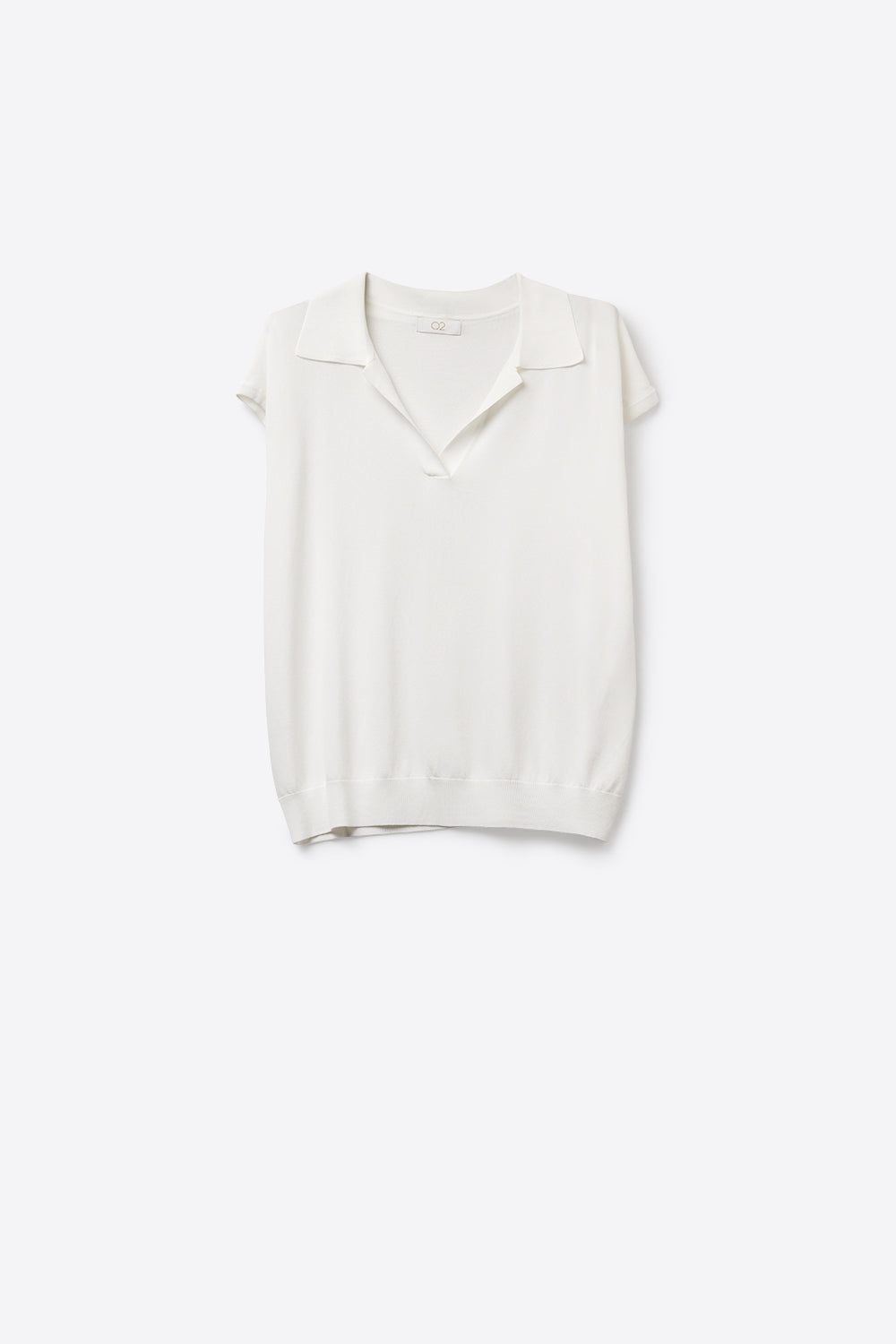 Q2 Polo bianco a maniche corte con scollo a V e vestibilità rilassata