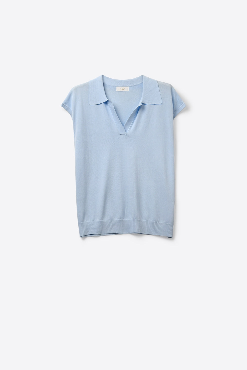 Q2 Polo smanicato leggero in maglia azzurro chiaro
