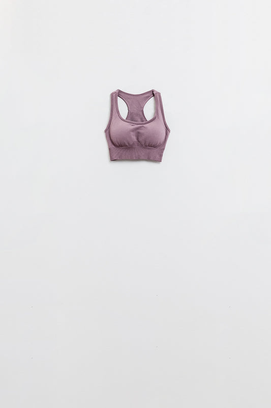Q2 Reggiseno sportivo a coste color malva