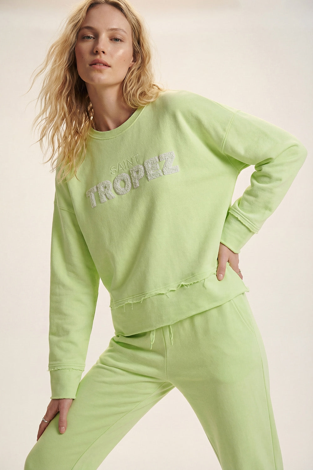 Saint Tropez Felpa ricamata verde menta