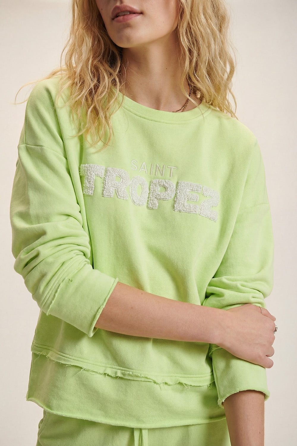 Saint Tropez Felpa ricamata verde menta