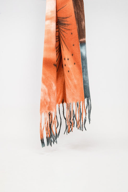 Q2 sciarpa con stampa di fiori d'arancio