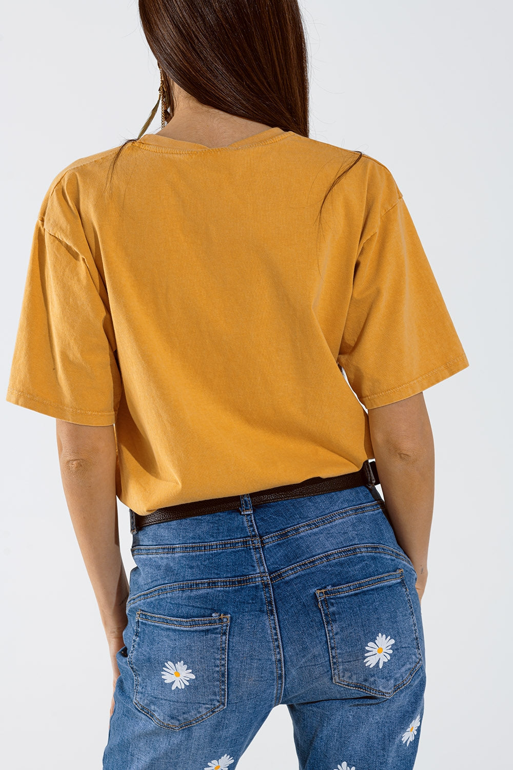 T-shirt Arizona con stampa digitale dell'aquila in arancione