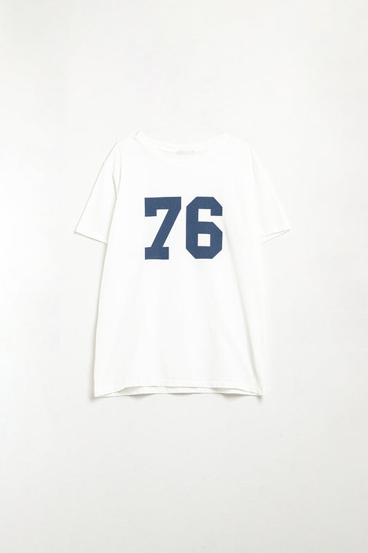 Q2 t-shirt bianca dalla vestibilità oversize con logo 76