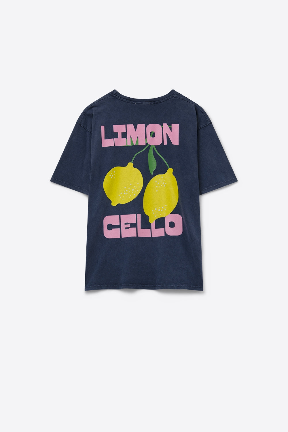 t-shirt navy rilassata con stampa di limoni