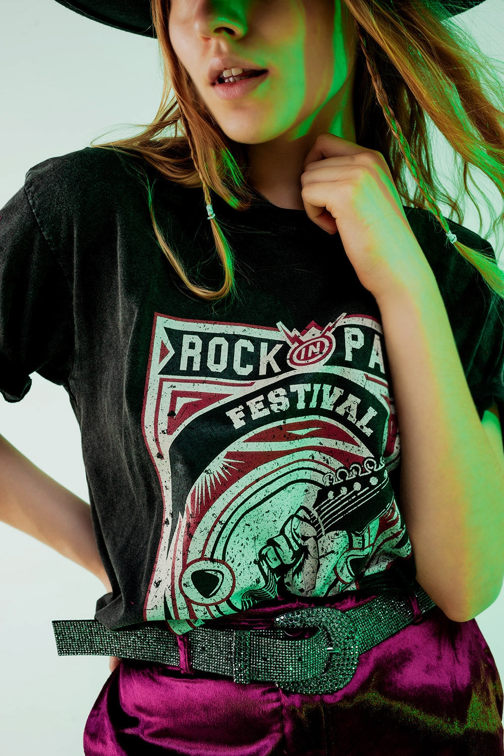 Q2 T shirt nera con stampa grafica Rock Park