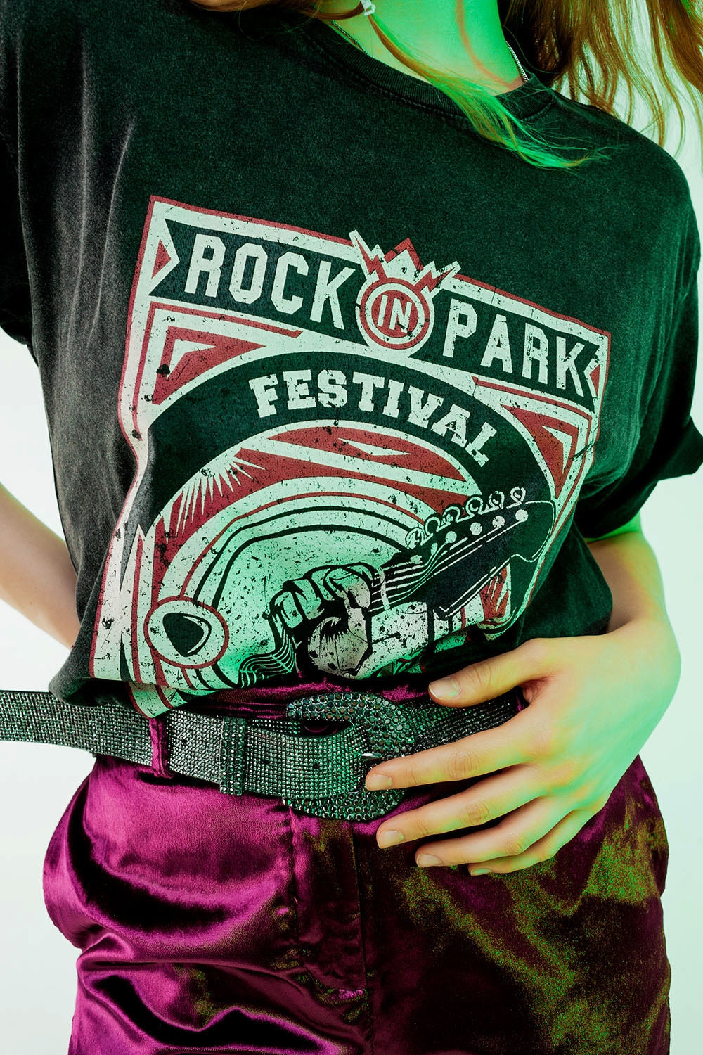 T shirt nera con stampa grafica Rock Park