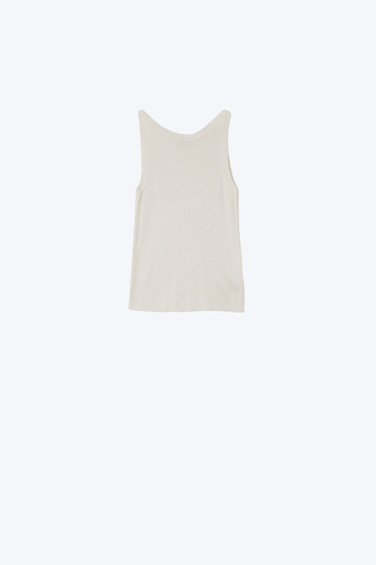 Q2 Top a coste comfy con scollo a barca in bianco
