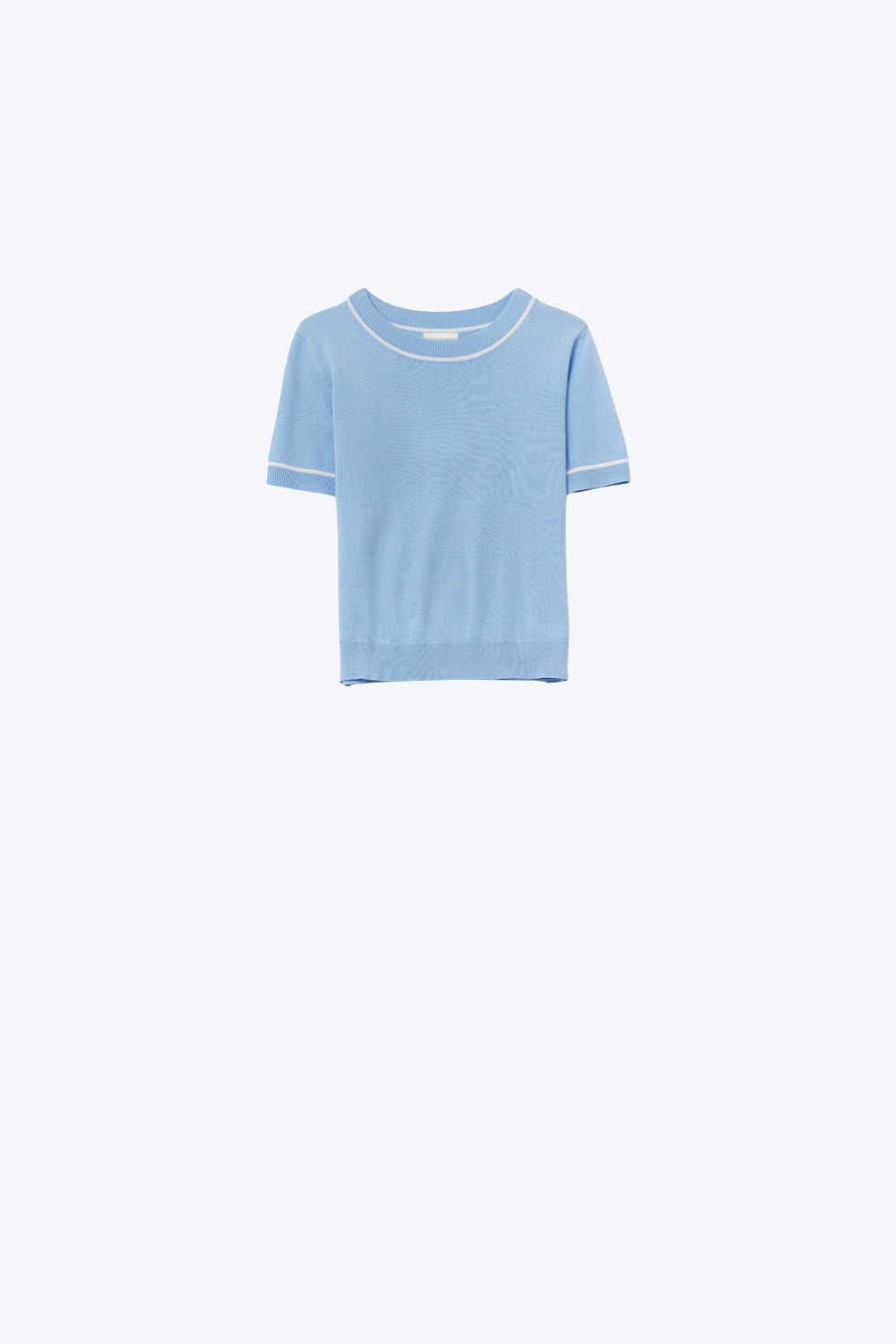 Q2 Top a manica corta blu baby con finiture a contrasto