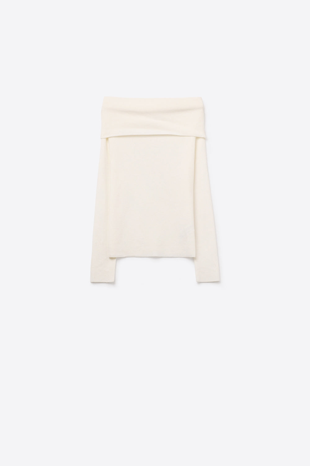 Top Chic Off-Shoulder con scollo a barca in maglia bianca