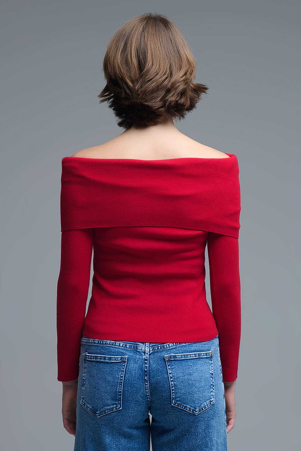 Top chic off-shoulder in maglia rossa