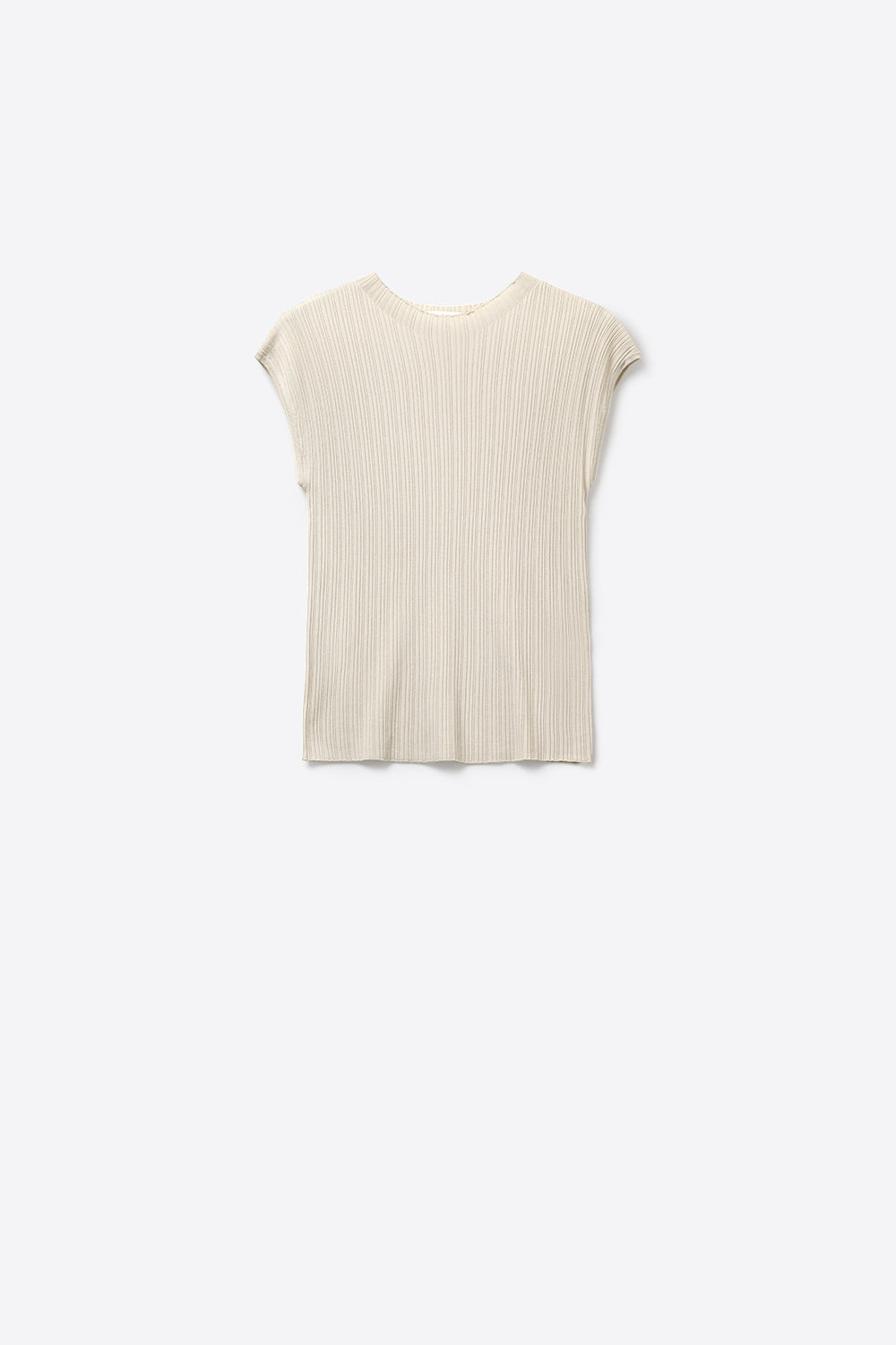 Q2 Top con maniche a cappuccio in maglia a coste color crema