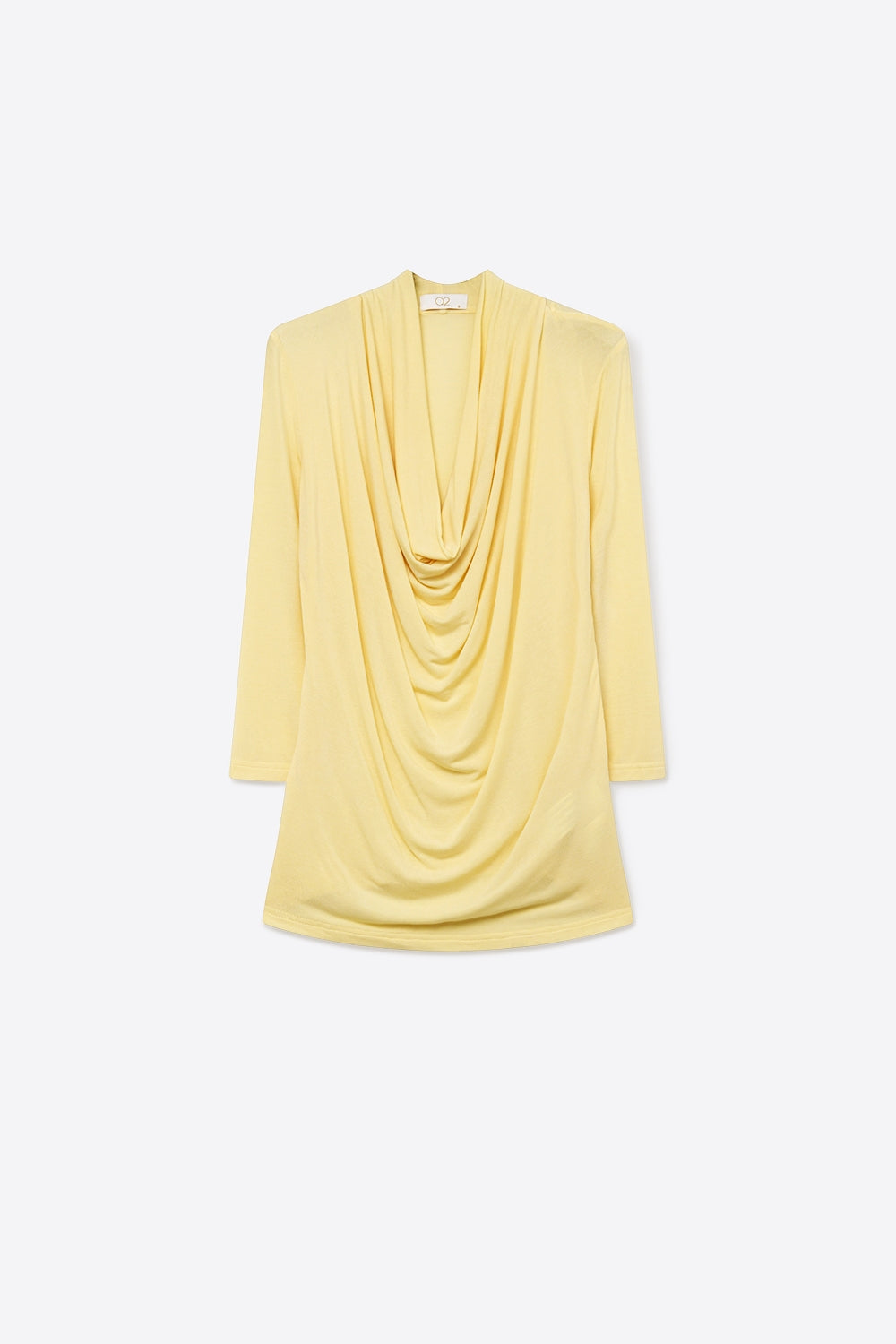 top drappeggiato davanti giallo burro con manica 3/4