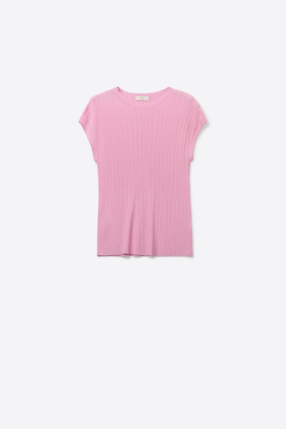 Q2 Top in maglia a coste fini senza maniche in rosa