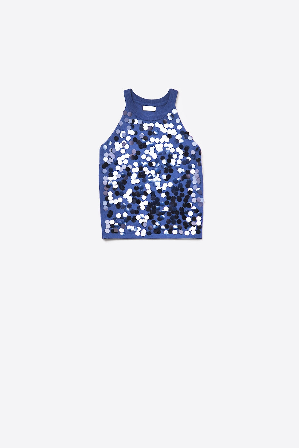 Q2 Top in maglia blu navy con dettagli in paillettes
