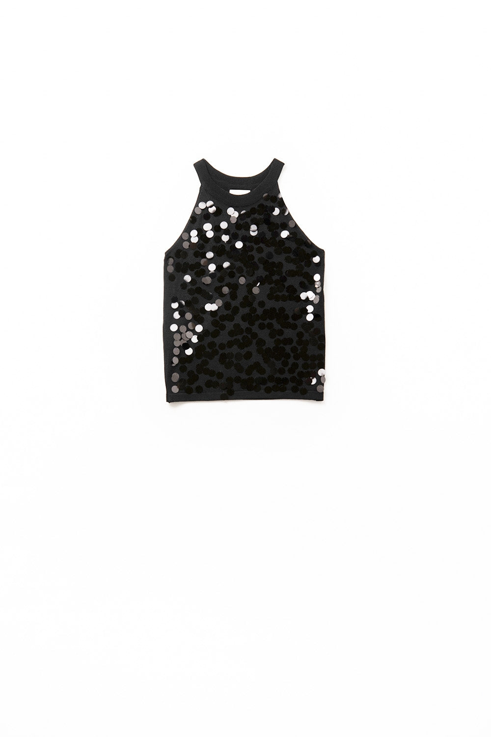 Q2 top in maglia nera con dettagli in paillettes