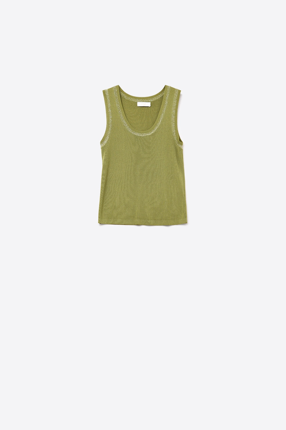 Q2 Top in maglia senza maniche Olive con finiture metalliche