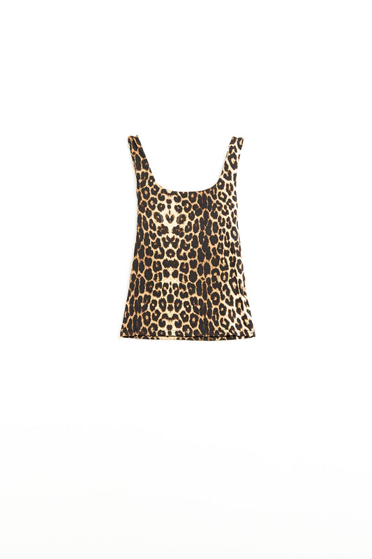 Top in spandex con stampa leopardo