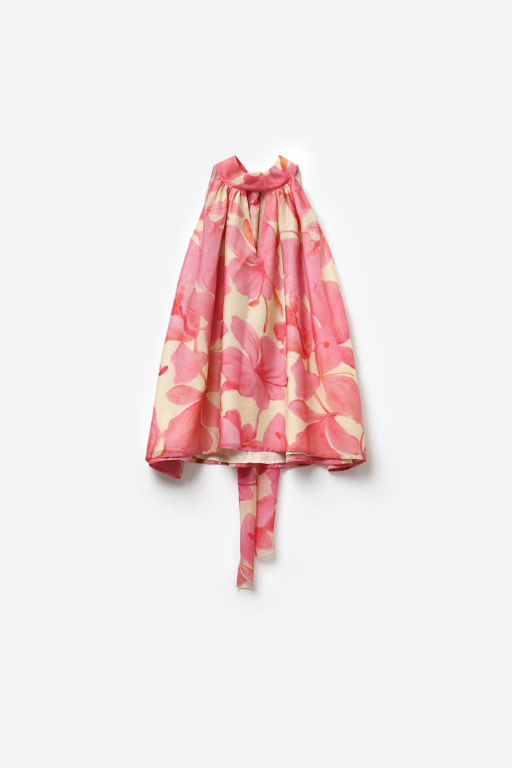 Top rosa in chiffon morbido e floreale