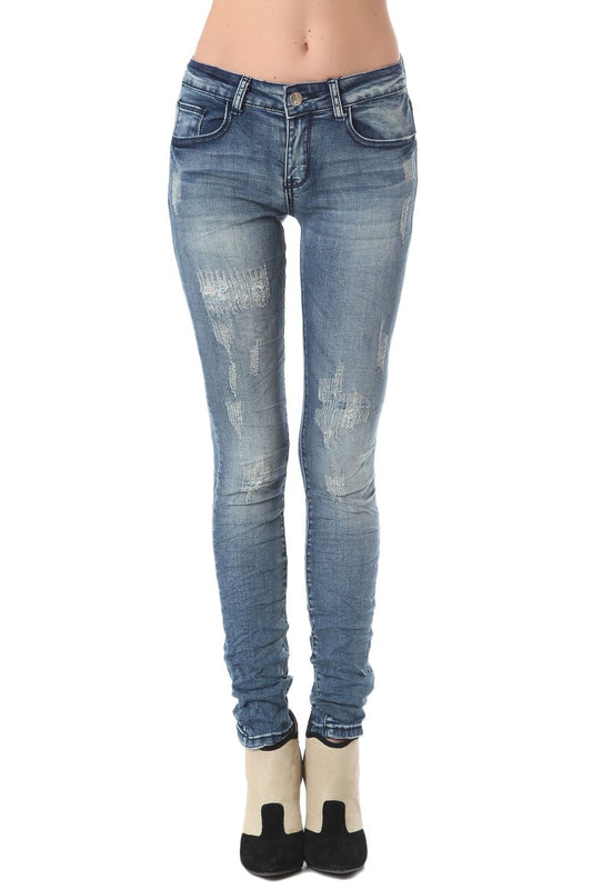Q2 Jeans cigarrette con effetto consumato