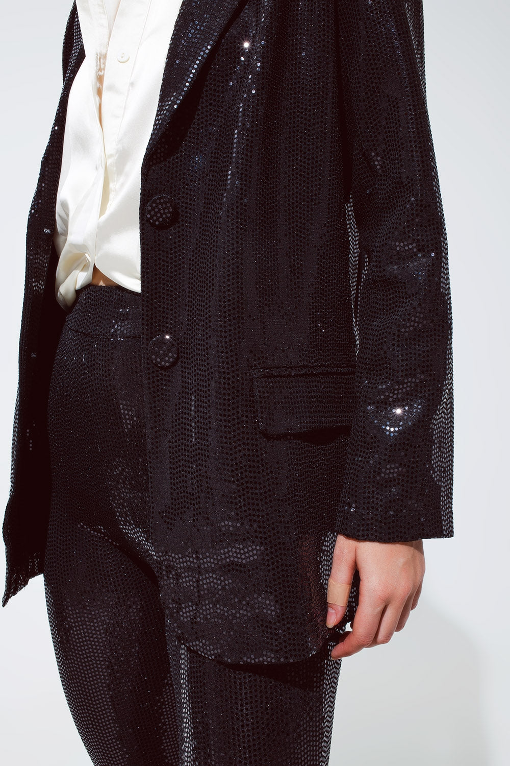 Blazer Party Relaxed con paillettes in nero