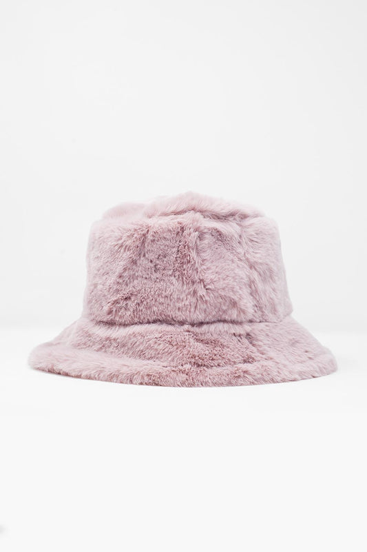 Q2 Cappello bucket design reversibile rosa pelliccia