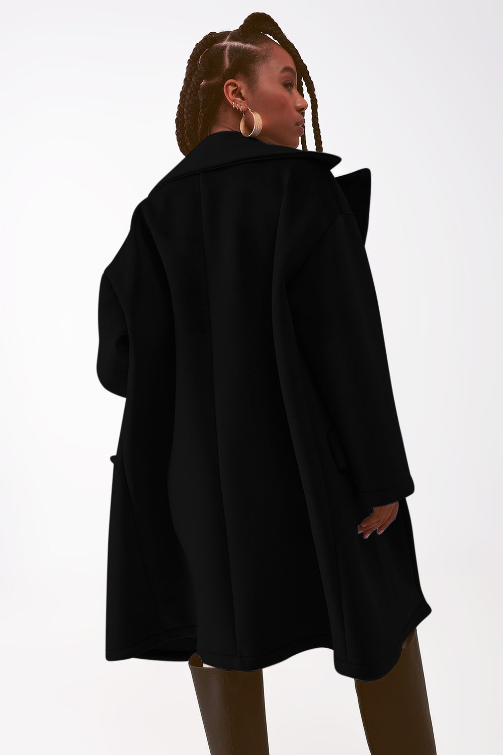 Cappotto oversize in camoscio sintetico nero