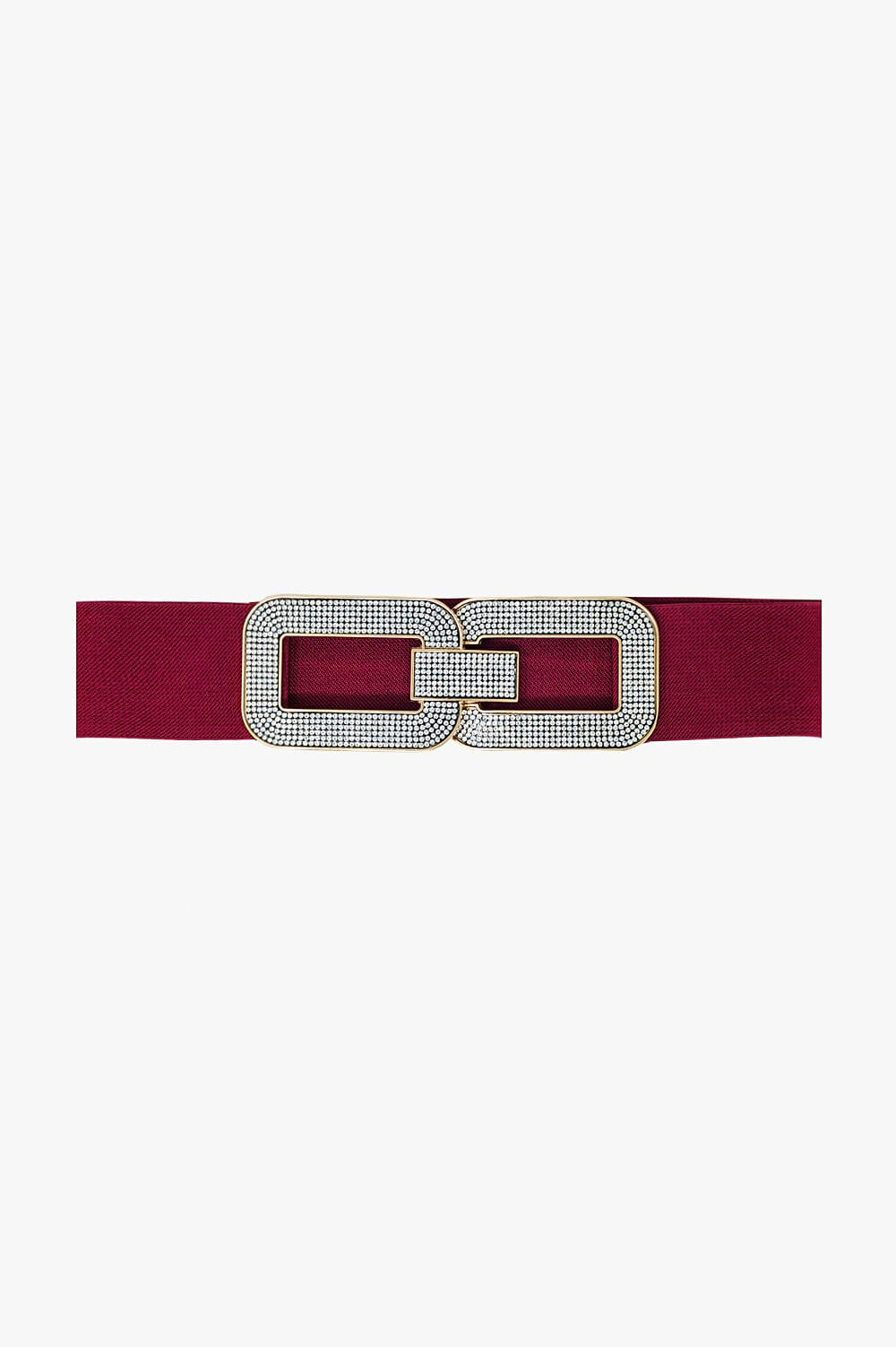 Q2 Cintura elastica rossa con doppia fibbia ovale con intarsi di strass