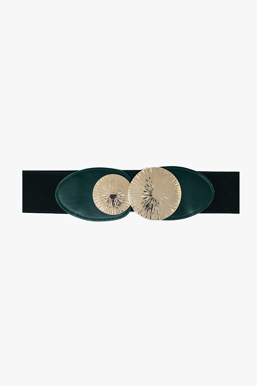 Q2 Cintura elastica verde con doppia fibbia in metallo