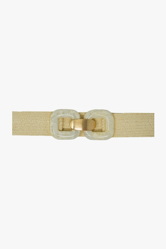 Q2 Cintura in tessuto con fibbie quadrate color crema