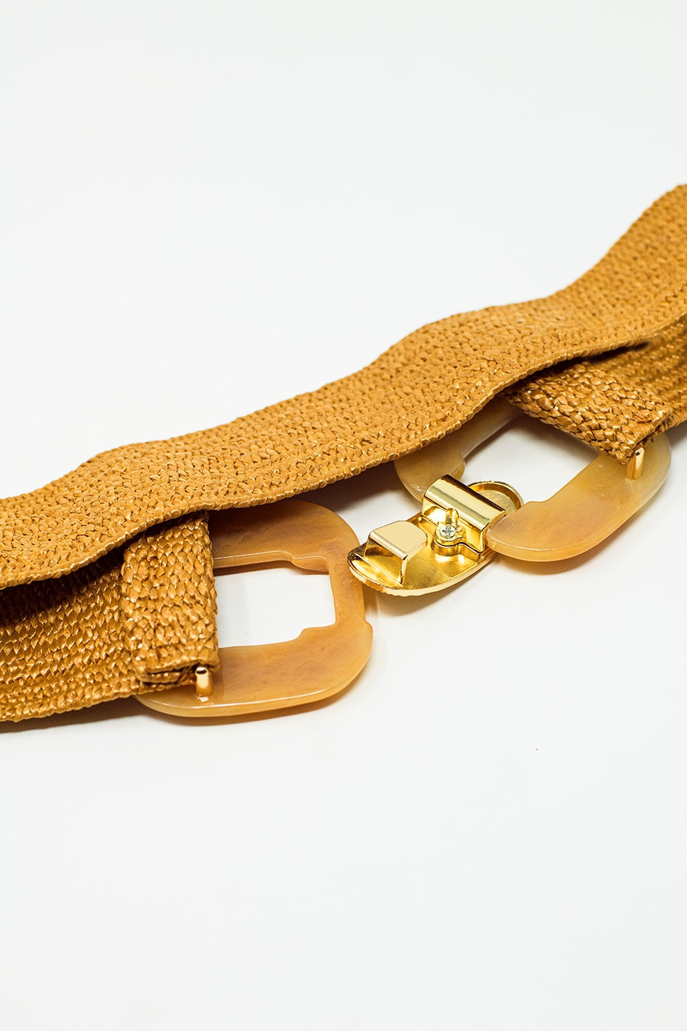 Cintura in tessuto con fibbie quadrate in beige