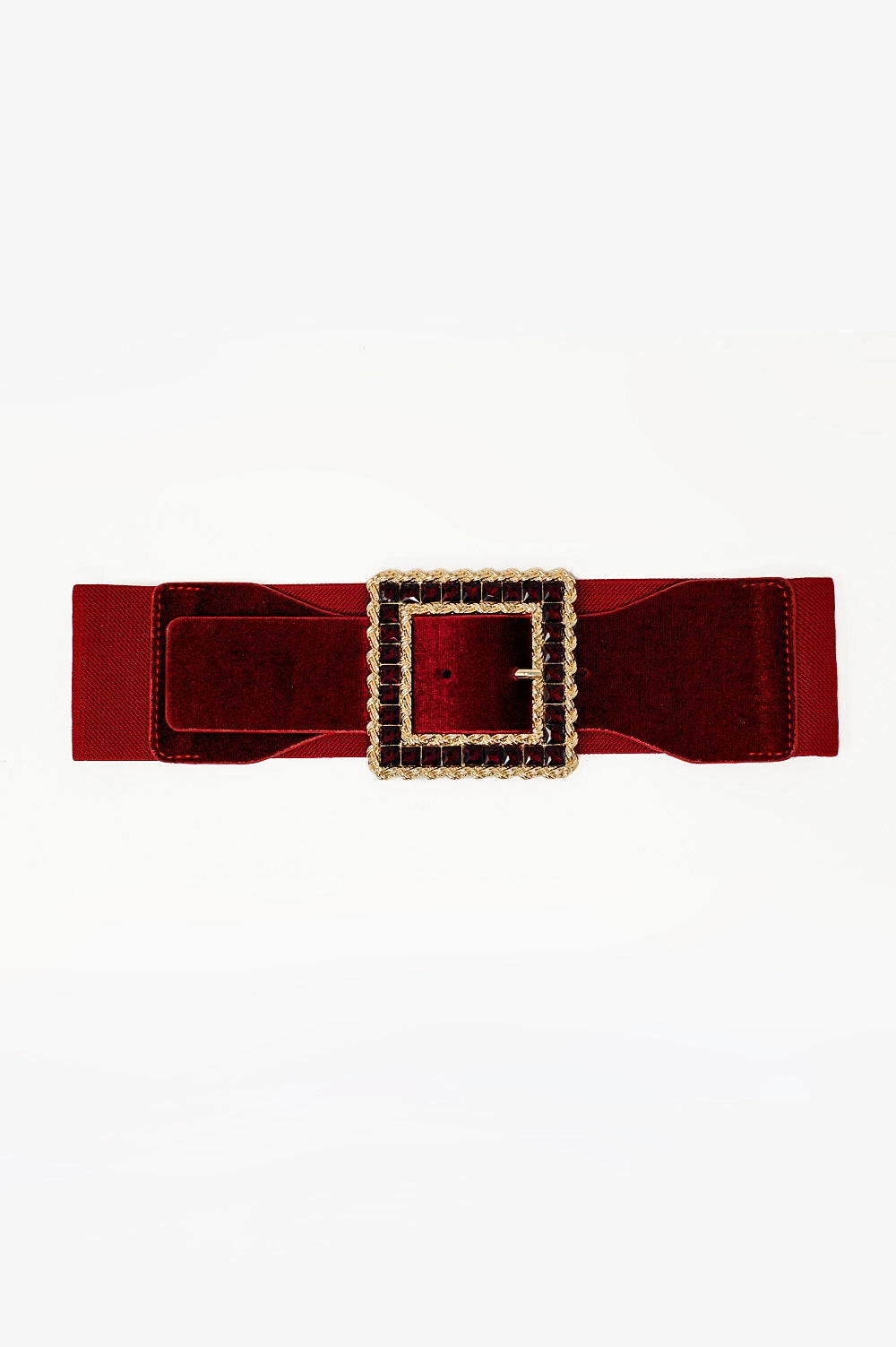 Q2 Cintura rossa quadrata con strass ed elastico regolabile