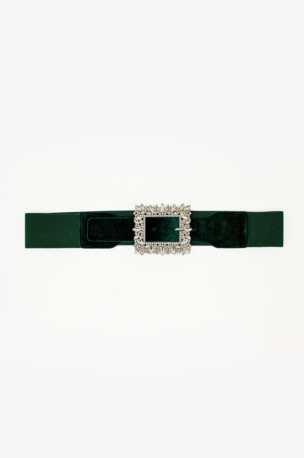 Cintura verde con strass ed elastico regolabile