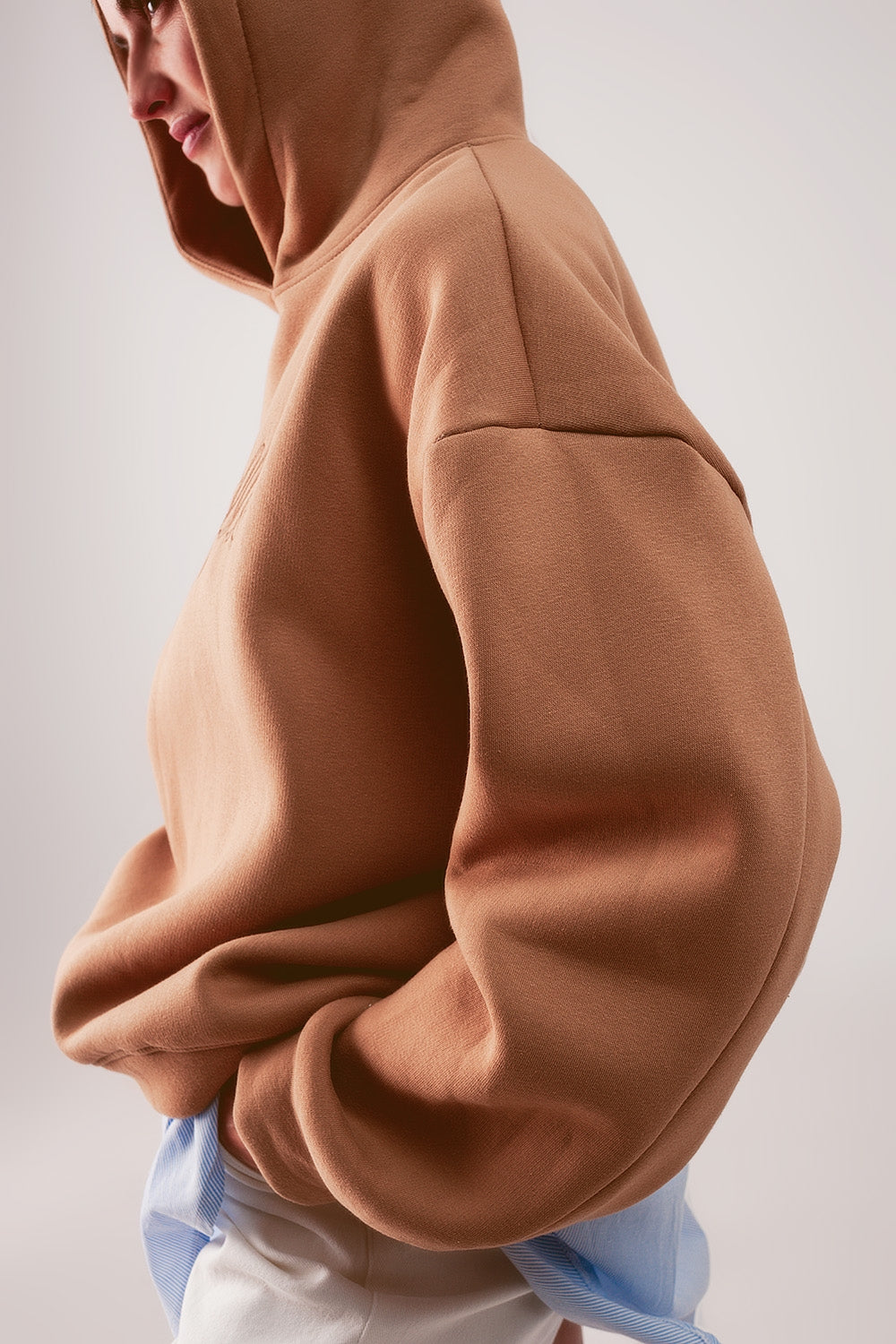 Felpa con cappuccio boyfriend oversize beige