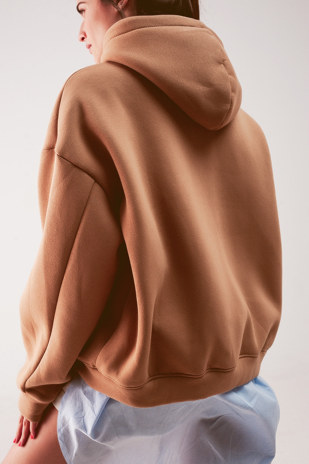 Felpa con cappuccio boyfriend oversize beige