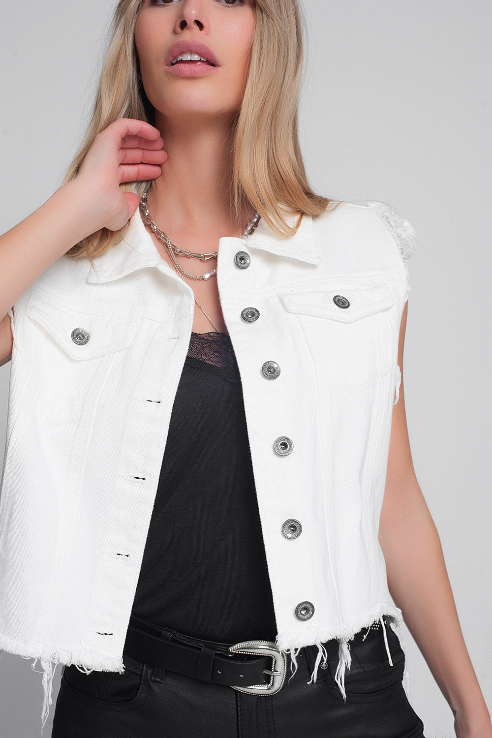 Gilet di jeans bianco