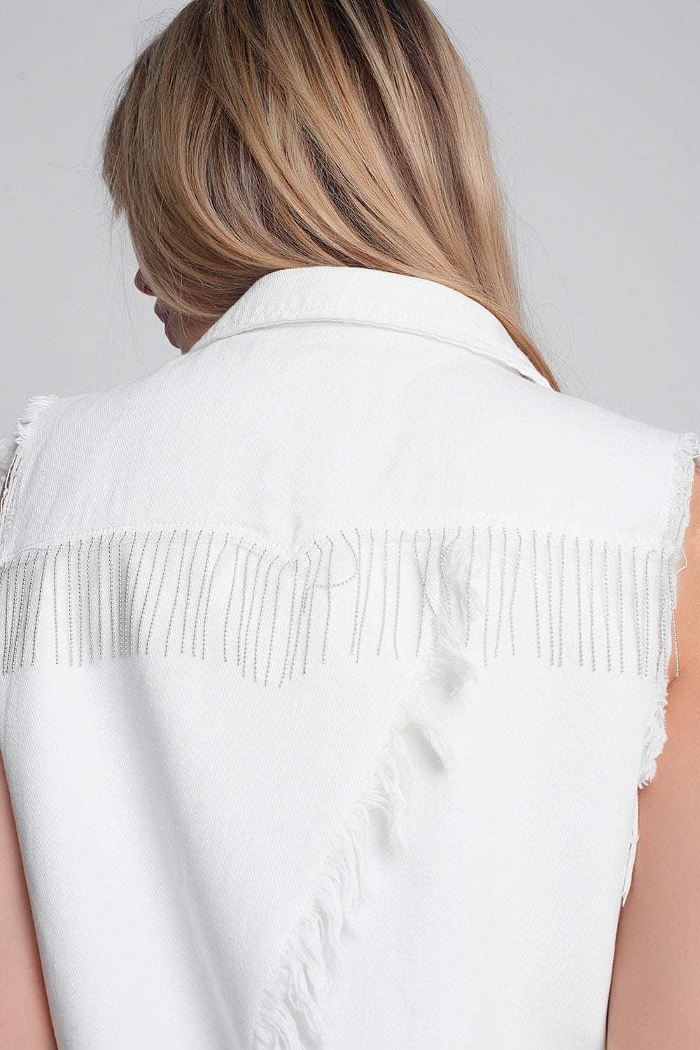 Gilet di jeans bianco