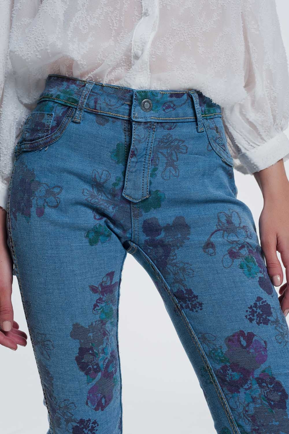 jeans reversibile in denim stropicciato