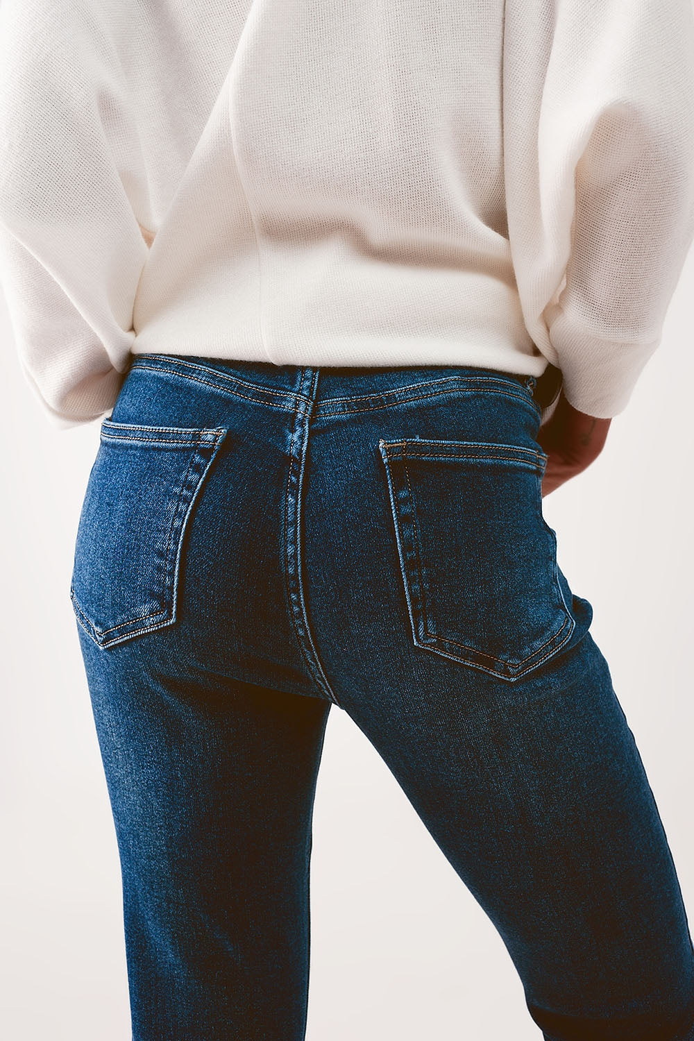Jeans skinny a vita alta lavaggio blu medio