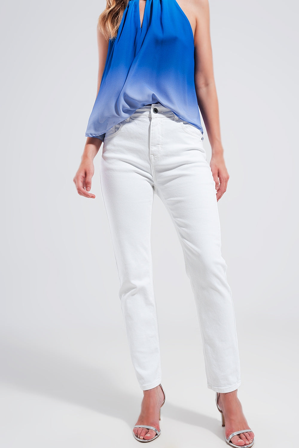 Q2 Jeans skinny in cotone elasticizzato bianco