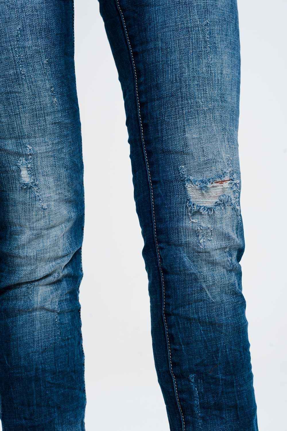 Jeans slim 3d lavaggio chiaro invecchiato