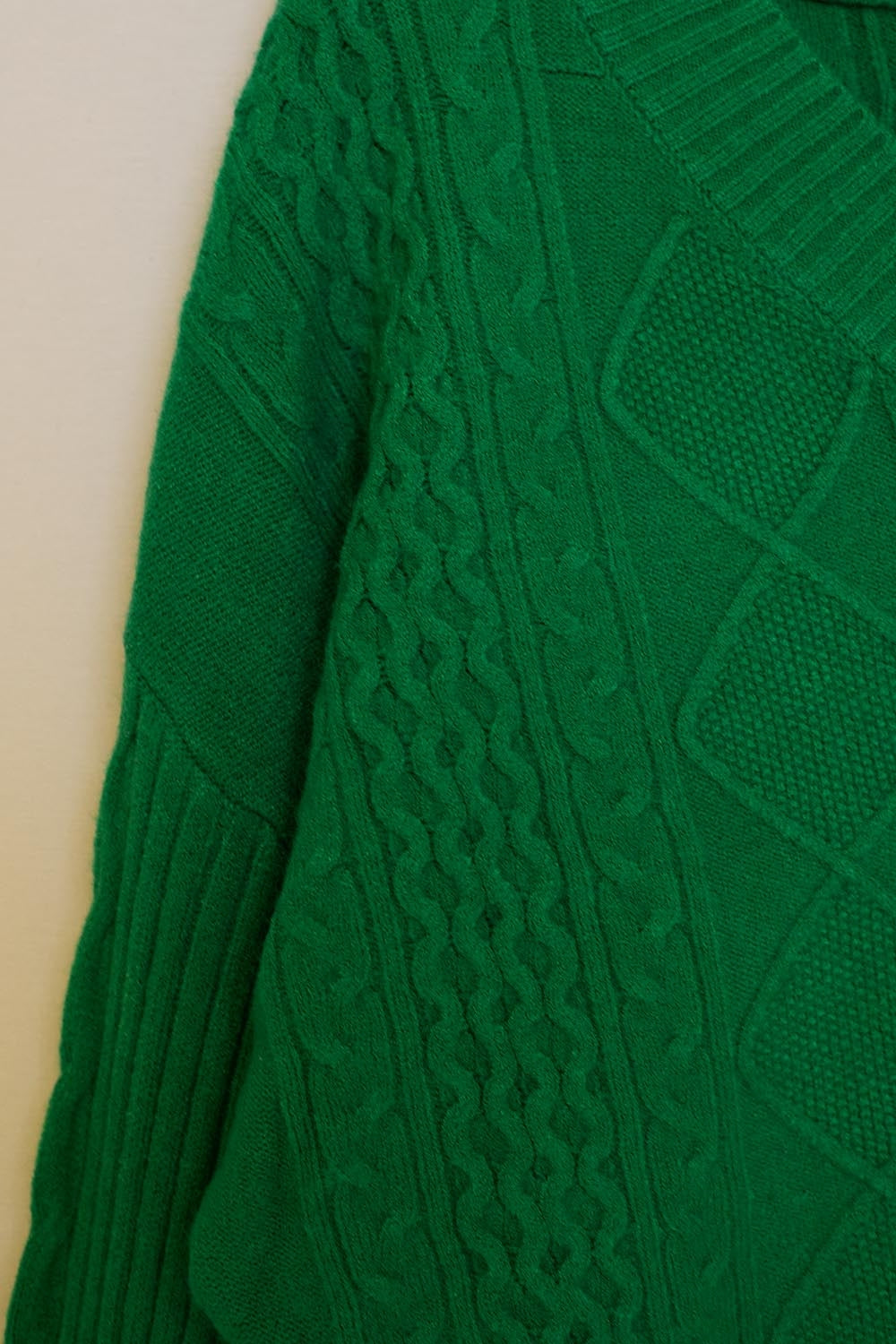 Maglione corto con dettagli e scollo a V in verde