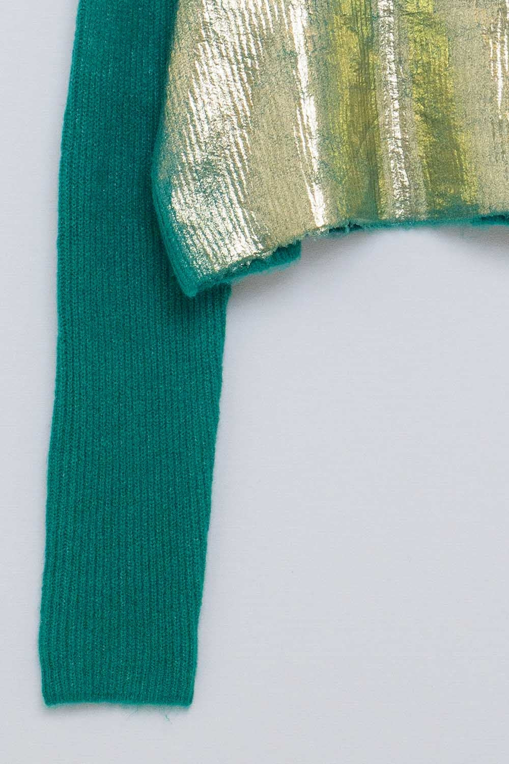 Maglione verde con riflessi metallici