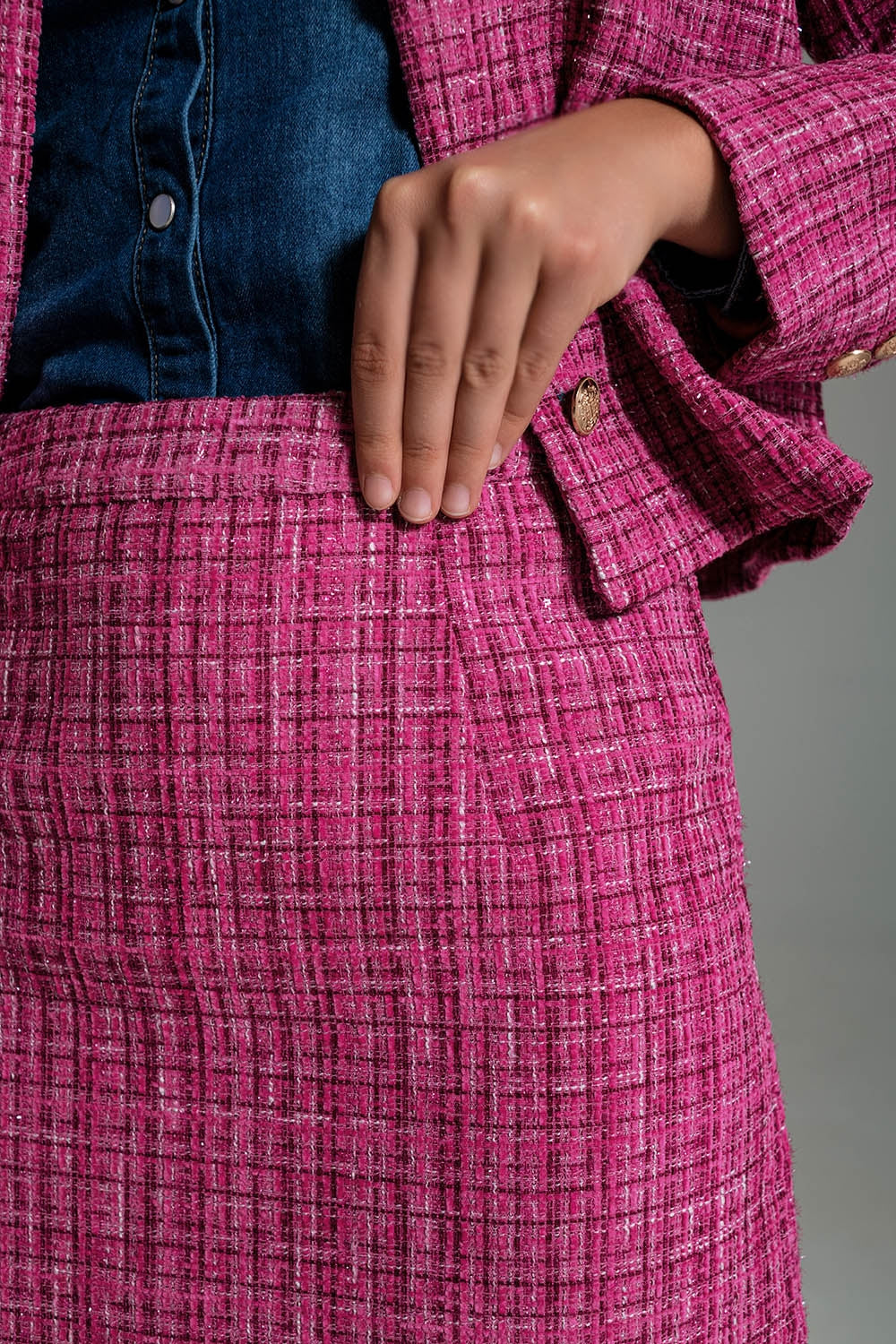 Minigonna basic in tweed rosa