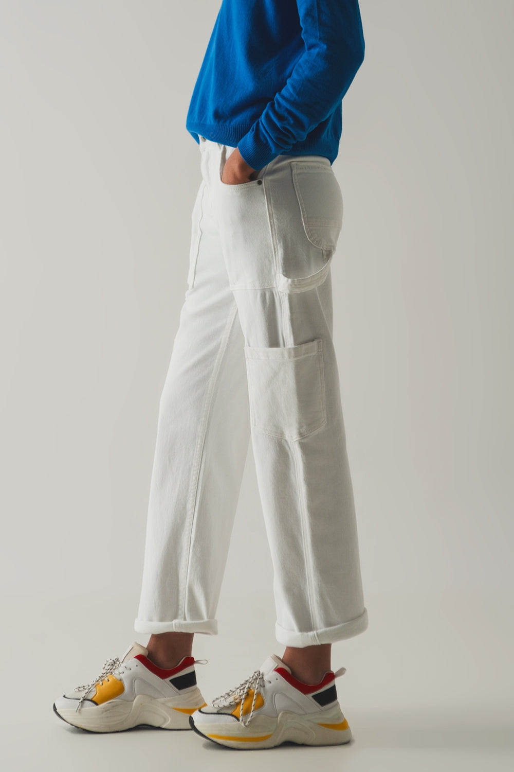 Q2 Pantaloni cargo color bianco