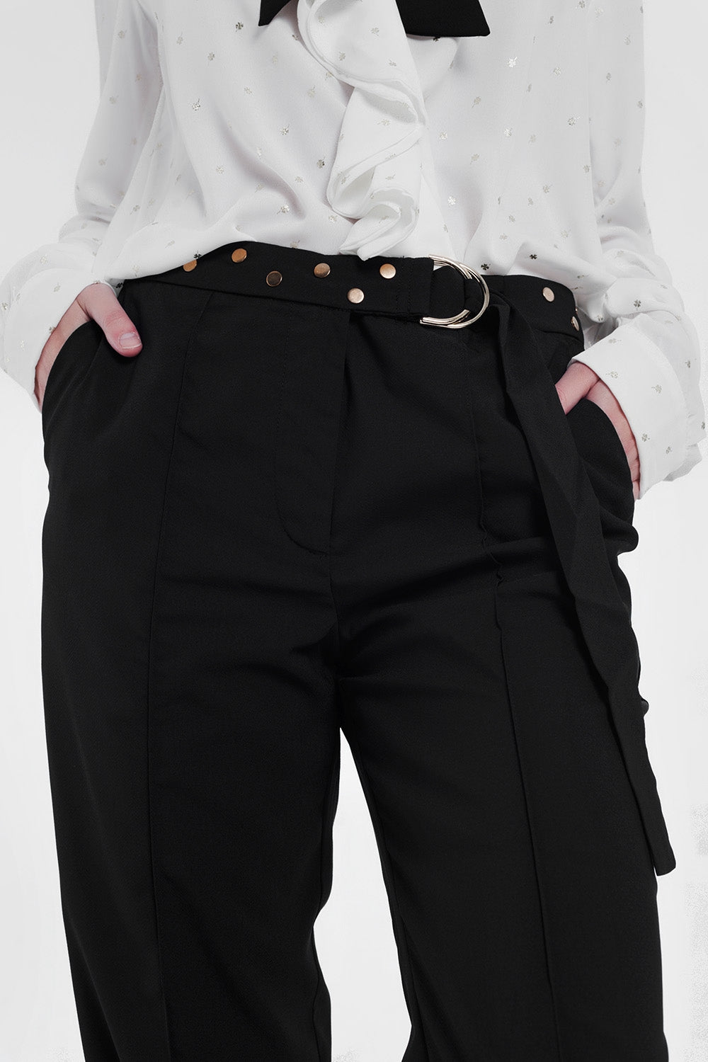 Q2 Pantaloni con cintura neri