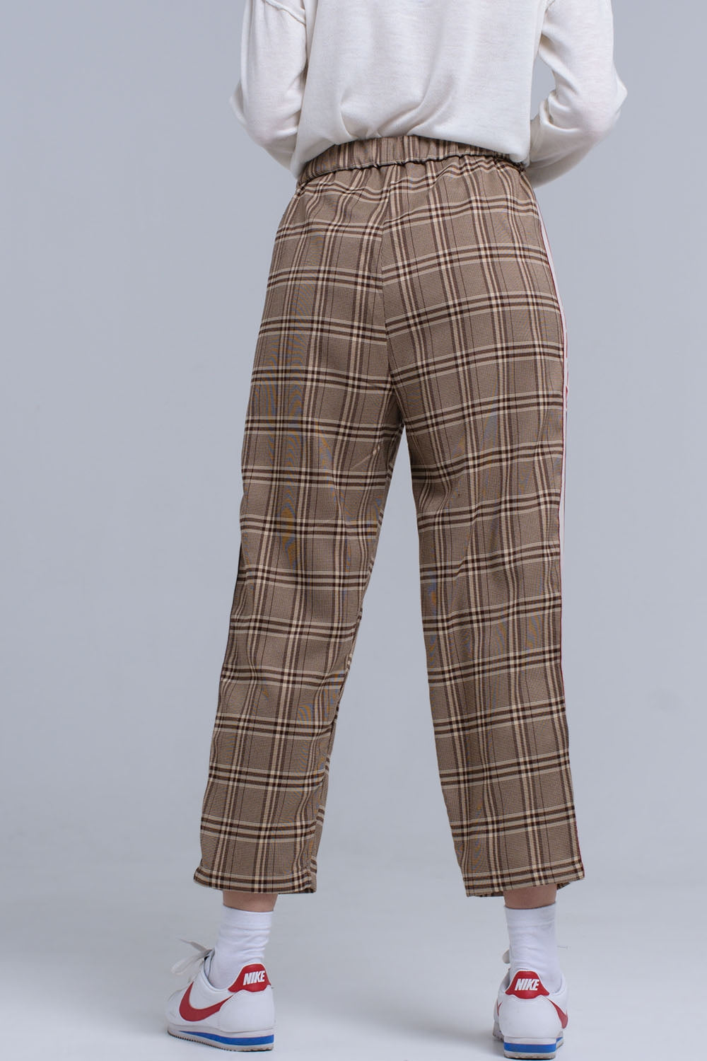 Pantaloni modello scozzese marrone