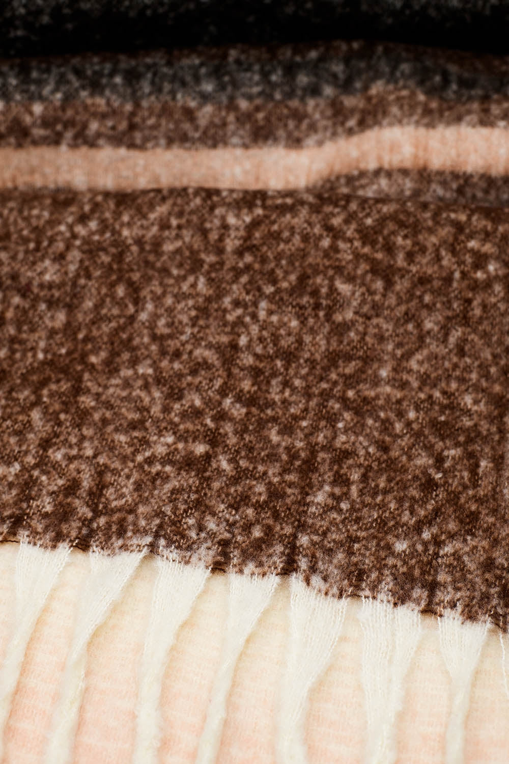 Sciarpa a maglia grossa multicolore in tonalità di strisce marroni