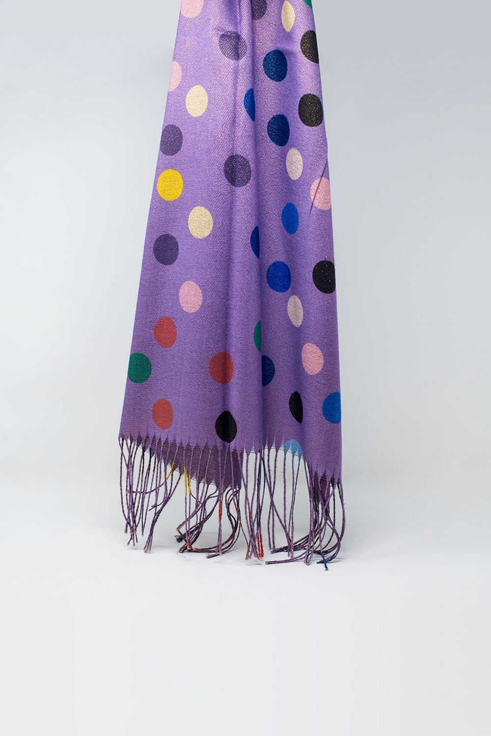 Sciarpa morbida a pois multicolori in viola